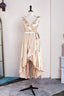 Champagne Ruffled Faux-Wrapped A Line Hi-Low Bridesmaid Dresses with Sash