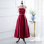 Red A Line Round-Neck Prom Dress with Beading