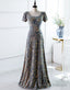 A-Line Square Long Evening Dress with Sequins