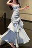 A Line Gray Prom Dress features spaghetti straps Prom Dresses