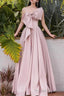 Pink A Line Prom Dresses Sleeveless One Shoulder Prom Dress