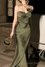 Spaghetti Strap Scoop Neck Mermaid Prom Dress Green Prom Gowns