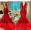2026 Red Appliques Long Sleeve V Neck Prom Dresses