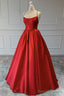 A Line Sleeveless Square Neckline Long Dress Floor Length Satin Prom Dress