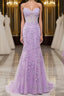 Purple Sweetheart Neck Mermaid Prom Dresses With Appliques