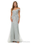 Off Shoulder Mermaid Evening Dresses, Luxurious Silver Bead Trumpet Formal Prom Dress