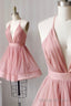 Cute V Neck Tulle Short Prom Dresses, A Line Mini Prom Dresses