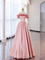 Off the Shoulder Satin Burgundy/Pink A Line Princess Dresses