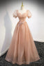 Cute Tulle Lace Long Prom Dresses, A Line Prom Prom Dresses