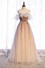 A Line Long Spaghetti Strap Tulle Prom Dress, Ombre Prom Dress