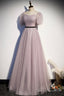 A Line Tulle Long Prom Dresses, Simple Prom Dresses