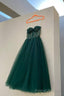 Green Tulle Short Prom Dresses, Lovely Spaghetti Straps Prom Dresses
