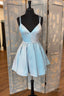 Cute V Neck Short Prom Dresses, A Line Homecoming Dresses
