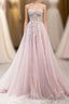 Cute Tulle Sweetheart Long Prom Dresses with Lace Beautiful A Line Prom Dresses