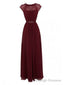 Elegant Burgundy Long Chiffon Bridesmaid Dress Wedding Prom Dress