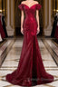 Dark Red Sequins Mermaid Sweetheart Prom Dresses Dark Red Prom Dresses