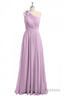 Dusty Purple One Shoulder Backless A Line Long Bridesmaid Dresses