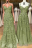 Lovely Sage Green Tulle With Lace Long Prom Dresses Sweetheart Prom Dresses
