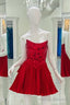 Red Strapless Mirror-Cut Sequins Top A Line Homecoming Dress