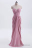 Strapless Blush Pink Draped High Waist Long Bridesmaid Dresses