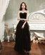 Black Tulle Long Prom Dress, Black Tulle Formal Dress, 1