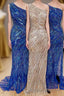 Sequins One Shoulder Mermaid Prom Dresses Long with Slit