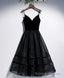 Black V Neck Tulle Short Prom Dress, Black Tulle Homecoming Dress