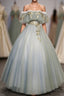 Green Tulle Lace Long Prom Dresses Green Tulle Sweetheart Dresses