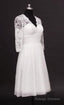 2026 A Line Cheap V Neck Long Sleeves Chiffon Knee Length Short Lace Wedding Dresses