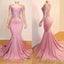 Mermaid Long Sleeves Blushing Pink Sweetheart African American Long Prom Dresses 2025