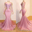 Mermaid Long Sleeves Blushing Pink Sweetheart African American Long Prom Dresses 2026