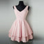 V Neck Sleeveless Simple A Line Tiered Pleated Satin Charming Homecoming Dresses