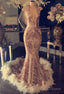 2026 Sexy Gold Sequence V Neck Halter Backless Feathers Prom Dresses