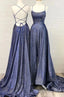 Cheap A Line Lace Up Purple Scoop Spaghetti Straps Sequence Prom Dresses 2026