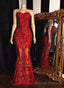 2026 Red Sheath Sweetheart Strapless Floor Length Tulle Lace Prom Dresses