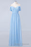 Blue Off the Shoulder Pleated Chiffon Long Bridesmaid Dresses