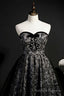 Black Print Sweetheart A Line Homecoming Dress with Bow