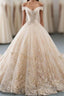 Unique Champagne Tulle Lace Long Wedding Dresses Bridal Gown