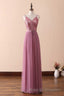 Dusty Purple Sequin Spaghetti Straps A-Line Long Bridesmaid Dress
