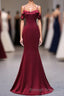 Wine Red Mermaid Sweetheart Straps Long Prom Dresses Wine Red Prom Dresses