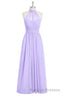 Lavender Chiffon Halter Long Bridesmaid Dresses