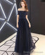 Dark Blue Tulle Long Prom Dress Blue Tulle Evening Dress
