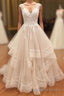 A Line Brush Train Sweetheart Sleeveless Ruffles Appliques Wedding Dress
