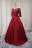 red a line long formal dress prom dress