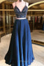 2 Pieces Navy Blue Prom Dresses Dark Blue 2 Pieces Prom Dresseses