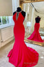 Red Backless Long Prom Dresses, Mermaid Prom Dresses