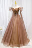 Off the Shouler Long Formal Dresses, A Line Tulle Formal Prom Dress