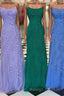 Mermaid Straps Long Lace Prom Dresses with Lace-Up Back