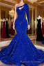 Blue sequin mermaid prom Dress shimmery African women Prom Dress