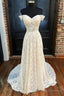 White Lace Off-the-Shoulder Cutout Floor Length Wedding Dress